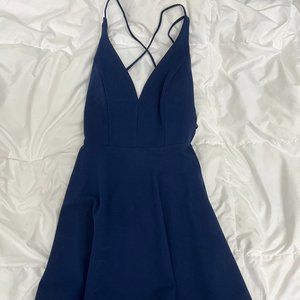 Lulu's in Love Navy Blue Backless Skater Dress